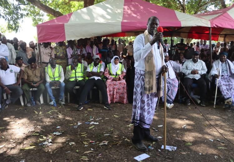 PS Arumonyang at the ground breaking ceremony, Garsen Constituency